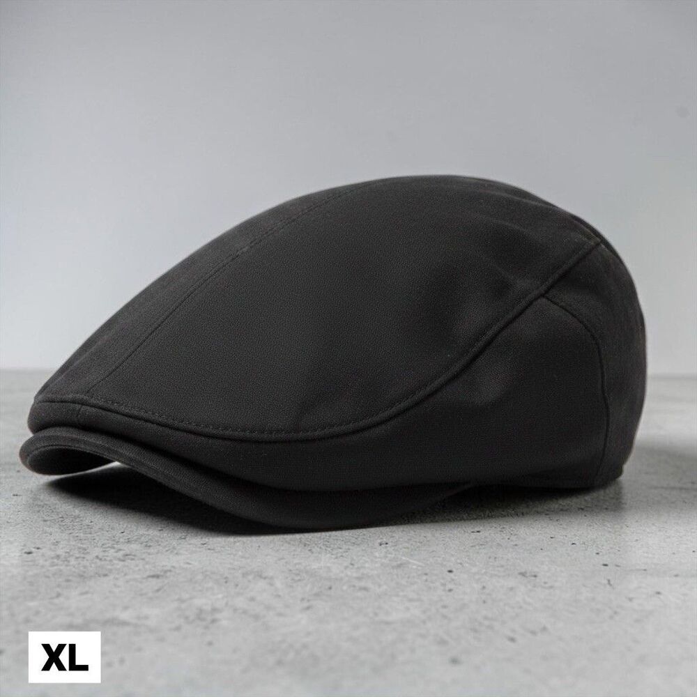 Boston Scally Co Hat Cap XL Black The Bruiser Newsboy Cabbie Driving Linen